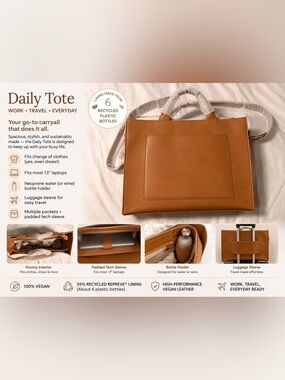 ✨ Dagne Dover — Leather Tote – NWT- Spacious Work & Travel Bag ✨